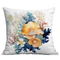 Square pillowcase with watercolor ocean coral and seashell print on white background - 45*45cm Short Plush Single Sided Without Core / Orange Coral Shell Pattern (CDR238-21)
