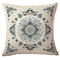 Federa per cuscino mandala etnico beige con stampa floreale blu e rosa - 45*45cm Monofacciale Senza Nucleo / Mandala Blu Scuro (CDR296-4)