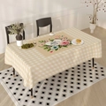 Beige karierte Muttertagstischdecke mit Blumenkranz und Herz für das Esszimmer - 40x60cm Gebürsteter Stoff / Beige Gitter Blumenkranz (ZB691-2)