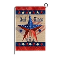 Detail of USA garden flag with God Bless the USA text and durable metal hanger stand - God Bless the USA Star Style (HYQ80-24)