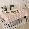 Blumige Tischdecke zum Muttertag mit rosa-weißen Streifen für die Esszimmerdekoration - 40*60cm / Gebürsteter Stoff Stil (ZB691-1)