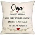 Beige linen pillow cover with German text and red heart for Mother's Day gift - Grandma (DYM294-2) / 45*45cm Linen Single Sided Without Core