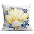 Ocean series cushion cover featuring yellow seashell art and blue floral prints - 45*45cm Short Plush Single Sided Without Core / Turmeric Scallop Conch Pattern (CDR238-30)