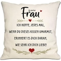Linen pillowcase with German quote and red heart for Mother's Day or Valentine's gift - Wife (DYM294-4) / 45*45cm Linen Single Sided Without Core