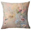 Square cream pillowcase featuring colorful watercolor butterflies and floral patterns - Watercolor Butterfly Style (CDR247-7) / 45x45cm Single Sided (Pillow Core Not Included)