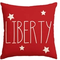 Red Independence Day linen pillow cover featuring white stars and Liberty text print - Red Liberty Style (DYM290-3(1)) / 45*45cm Linen Single Sided Without Core