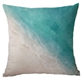 Housse de coussin carrée océan aquarelle abstraite en bleu et blanc pour canapé - Motif Abstrait (CDR280-2) / 45*45cm Polyester Simple Face Sans Insert