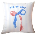 Housse de coussin du 4 juillet avec motif de nœud aquarelle patriotique et rayures - 45x45cm Simple Face Sans Rembourrage / Style Nœud Rayé (CDR297-2)