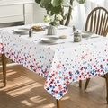 Unabhängigkeitstag Tischdecke mit roten und blauen Sternen auf weißem Grund - Rot und Blau Handbemalte Sterne (ZB690-11) / 40x60cm (Gebürstetes Gewebe)