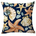 Federa blu navy con motivi marini ad acquerello come stelle marine e conchiglie - Motivo Stile Marino Blu Profondo (CDR284-3)