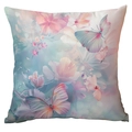Square butterfly pillow cover with pastel floral pattern for sofa and bedroom decoration - Watercolor Butterfly Style (CDR247-11) / 45x45cm Single Sided (Pillow Core Not Included)