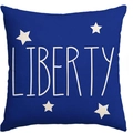 Navy blue Independence Day linen pillow cover with white Liberty text and stars - Blue Liberty Style (DYM290-3(7)) / 45*45cm Linen Single Sided Without Core