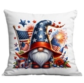 Patriotic July 4th gnome pillow cover with stars and stripes for Independence Day decor - 45x45cm Single Sided Printing / Celebration Gnome with Gift Box (CDR302-22)