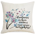 Close-up of dandelion and butterfly pillowcase with inspirational kindness quote - Kindness is Free Floral Style (DYM302-6) / 45x45 Linen Single Side Without Core