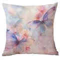 Modern butterfly floral decorative cushion cover in elegant watercolor pastel shades - Watercolor Butterfly Style (CDR247-16) / 45x45cm Single Sided (Pillow Core Not Included)