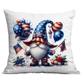 Detailed view of Fourth of July patriotic gnome pillow cover with stars and stripes pattern - 45x45cm Single Sided Printing / Gnome Surrounded by Balloons (CDR302-16)