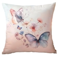 Square butterfly pillow cover with vibrant watercolor floral pattern for home decor - Watercolor Butterfly Style (CDR247-17) / 45x45cm Single Sided (Pillow Core Not Included)