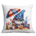 Patriotic gnome pillow cover with summer beach theme and American flag elements - 45x45cm Single Sided Printing / Summer Beach Holiday Gnome (CDR302-12)