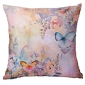 Modern butterfly floral throw pillow cover with pastel pink and purple colors - Watercolor Butterfly Style (CDR247-18) / 45x45cm Single Sided (Pillow Core Not Included)