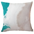 Fodera per cuscino astratta acquerello oceano in blu e marrone con trama lino - Motivo Astratto (CDR280-14) / 45*45cm Poliestere Lato Singolo Senza Inserto