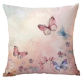 Dreamy butterfly floral pillow cover with pink watercolor style in standard square shape - Watercolor Butterfly Style (CDR247-21) / 45x45cm Single Sided (Pillow Core Not Included)