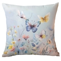 Square butterfly throw pillow cover with watercolor floral art on white background - Watercolor Butterfly Style (CDR247-23) / 45x45cm Single Sided (Pillow Core Not Included)