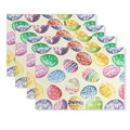 Lot de 4 sets de table de Pâques avec motifs d'œufs aquarelle et fleurs de lin - Œufs Aquarelle sur Tout l'Ensemble (YMCD1-23) / Set de Table en Lin 30x45