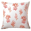 Square polyester pillowcase with orange coral print on a white background - 45x45CM (No Core) / Orange Red Coral Branch Pattern (CDR284-15)