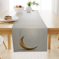 Grauer Tischläufer mit goldenem Monddruck für Ramadan Eid Esstisch Heimdekoration - CRD69-13 (Tischläufer)