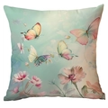 Square butterfly pillowcase with colorful artistic illustration and floral design - Watercolor Butterfly Style (CDR247-28) / 45x45cm Single Sided (Pillow Core Not Included)