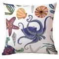 Polyester throw pillow cover featuring watercolor purple octopus and sea creature print - 45x45CM (No Core) / Purple Octopus and Marine Life Pattern (CDR284-19)