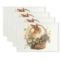 Easter linen place mats set of 4 with watercolor rabbit and floral basket print - Rabbit in Flower Basket Style (YMCD2-2) / 30*45cm Linen Placemat