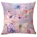Square butterfly and floral print pillowcase with colorful dreamlike art design - Watercolor Butterfly Style (CDR247-29) / 45x45cm Single Sided (Pillow Core Not Included)