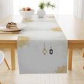 Weißer Tischläufer mit goldenem Mandala-Druck und Laternenmotiven für die Wohndekoration - CRD69-18 (Tischläufer)