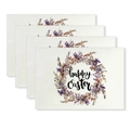 Set of 4 linen Easter placemats with floral Happy Easter wreath and rabbit pattern - Vintage Wreath Happy Easter Style (YMCD2-3) / 30*45cm Linen Placemat