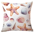 Polyester throw pillow cover featuring watercolor starfish and seashell marine patterns - 45x45CM (No Core) / Richly Colored Marine Life Watercolor (CDR284-22)