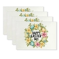 Set of 4 linen Easter placemats with colorful eggs and Happy Easter Day floral wreath - Happy Easter Day Egg Wreath Style (YMCD2-5) / 30*45cm Linen Placemat