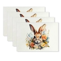 Set of four linen Easter placemats with watercolor bunny and floral print patterns - Realistic Cute Rabbit Style (YMCD2-6) / 30*45cm Linen Placemat