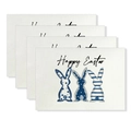 Lot de 4 sets de table de Pâques avec silhouettes de lapins bleus et texte festif - Joyeuses Pâques Trois Lapins à Motifs Bleus (YMCD1-37) / Set de Table en Lin 30x45