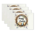 Set of four linen Easter placemats with watercolor egg wreath and Happy Easter text - Bird Nest Eggs Happy Easter Style (YMCD2-7) / 30*45cm Linen Placemat