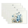 Set of 4 Easter linen placemats with watercolor eggs and blue flowers on cream background - Watercolor Floral Eggs Style (YMCD2-8) / 30*45cm Linen Placemat