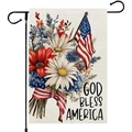 Σημαία κήπου με κείμενο God Bless America και φλοράλ σχέδιο σε μαύρη μεταλλική βάση - Στυλ Λουλουδιών God Bless America(HYQ79-2)