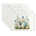 Set of 4 linen Easter placemats with vintage watercolor eggs and spring wildflowers - Polka Dot Eggs And Wildflowers Style (YMCD2-10) / 30*45cm Linen Placemat