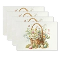 Set of 4 Easter linen placemats with watercolor flower basket and eggs print - Woven Basket Flowers Eggs Style (YMCD2-12) / 30*45cm Linen Placemat