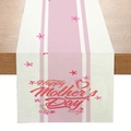 Runner da tavolo in lino per la Festa della Mamma con strisce rosa e stampa floreale - Strisce Larghe Beige Rosa (ZQ104-3)