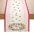 Floral Happy Mother's Day table runner with pink cherry blossoms on wood surface - Lace Texture Wreath Mother's Day (ZQ104-7)