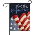 Bandera de jardín God Bless America con girasol, rayas USA y soporte de metal negro - Estilo Fuente Artística God Bless America(HYQ79-8)