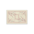 Close-up of rectangular floral placemat with pink watercolor flowers and woven red borders - 30*45cm Placemat / Off-white Pink and Purple Floral (ZQ106-24)