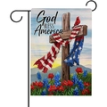 Bandera de jardín God Bless America con cruz y pájaro cardenal en tela de lino - Estilo Pájaro Cardenal Cruz(HYQ79-9)