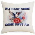 Patriotischer Kissenbezug zum 4. Juli mit Kolibri, Rosen und ehrendem Schriftzug - Kolibri und Rosenblüten Stil (DYM307-4)